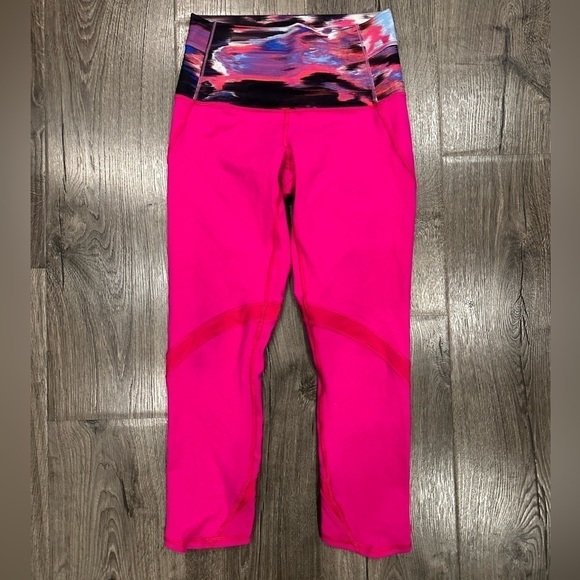 Lululemon Hi Rise Wunder Under Crop Barbie Pink Jewelled Magenta Pigment Wind 4 - Picture 9 of 10